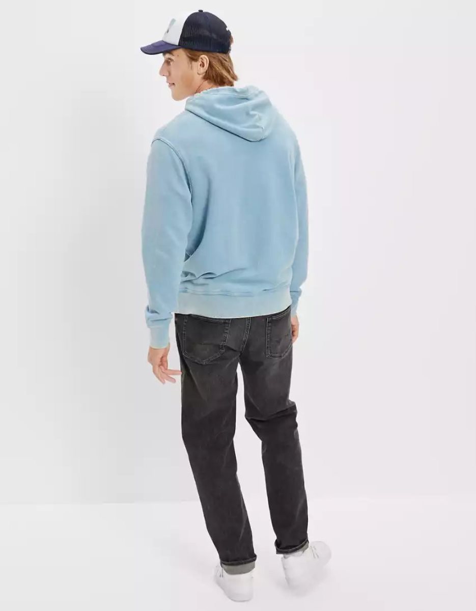 Sweat à Capuche American Eagle AE Bonfire Fleece Bleu Homme | PMS-71986552